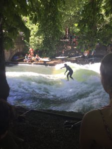 Surfing the river in Munich